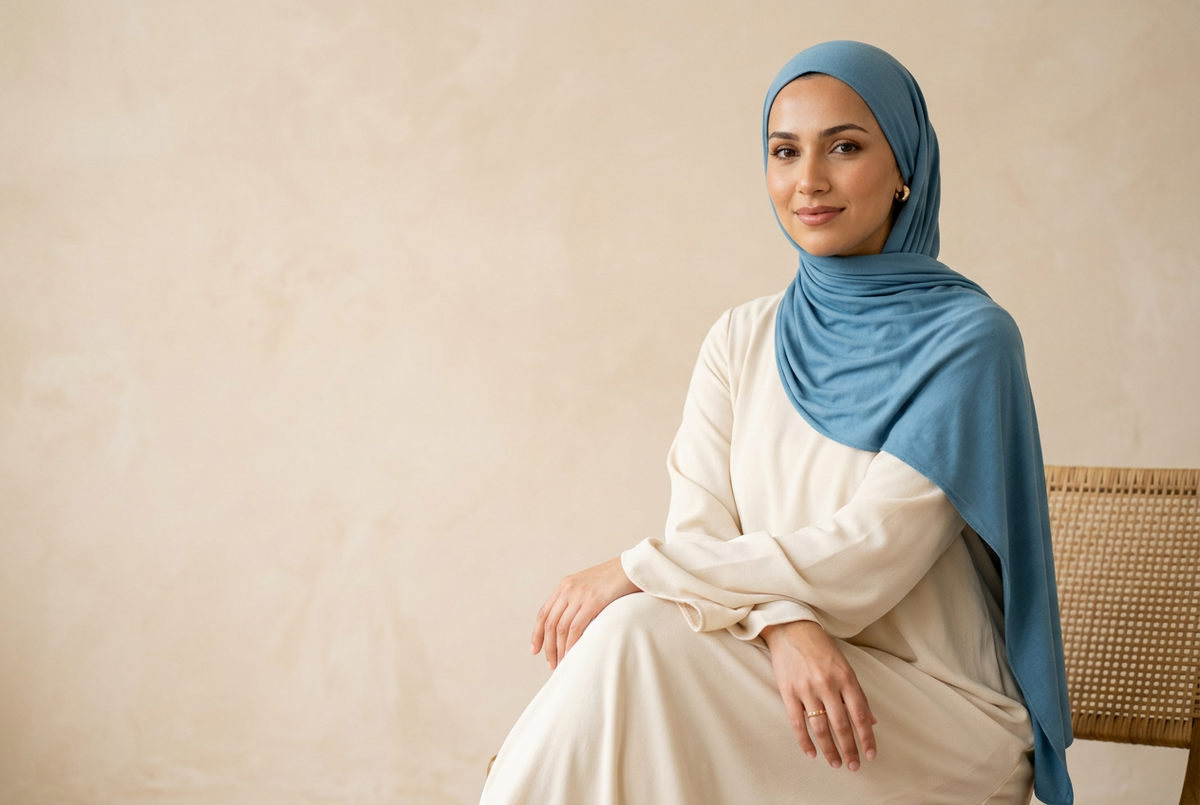 Blue hijab editorial photo for your second slide